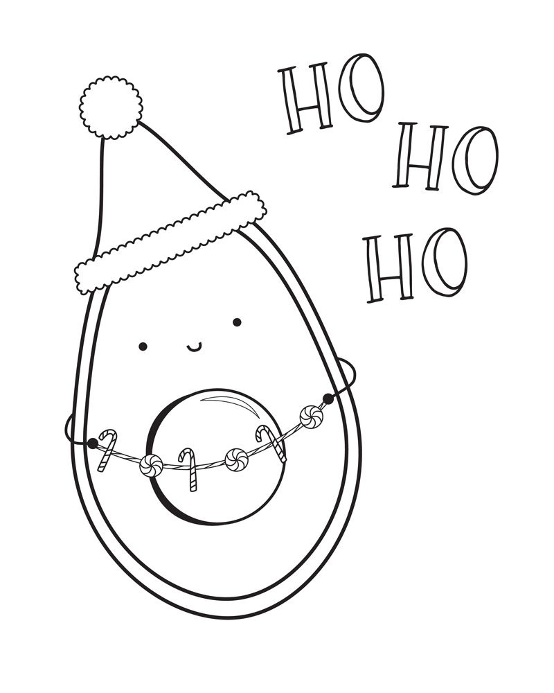 Online coloring book: Christmas avocado coloring book